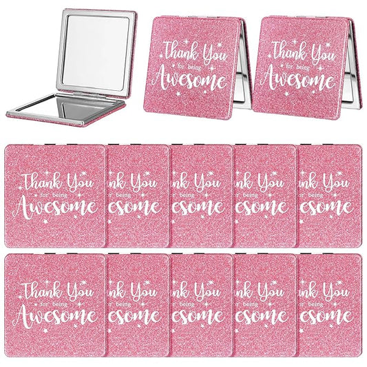 Qunclay 12 Pcs Employee Appreciation Gifts, Compact Mirror for Women Thank You for Being Awesome Makeup Mirror Favors for Mother's Day Teachers Volunteer Nurse