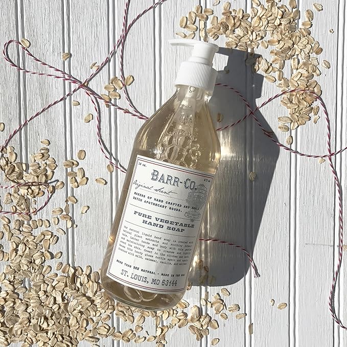 BARR-CO. Hand Soap – Natural Liquid Soap with Oat, Vanilla & Vetiver, Moisturizing Vegan Formula for Bathroom & Kitchen, Original Scent 16fl oz
