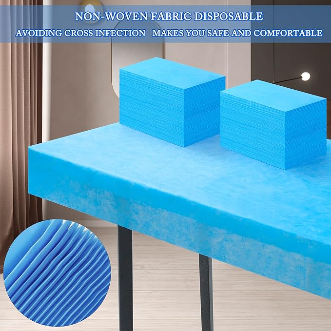 31" x 71" Disposable Bed Sheets for Massage Table Waterproof Massage Table Sheet Soft Non Woven Fabric SPA Bed Cover Breathable for Massage Beauty Tattoos 100PCS (Blue)