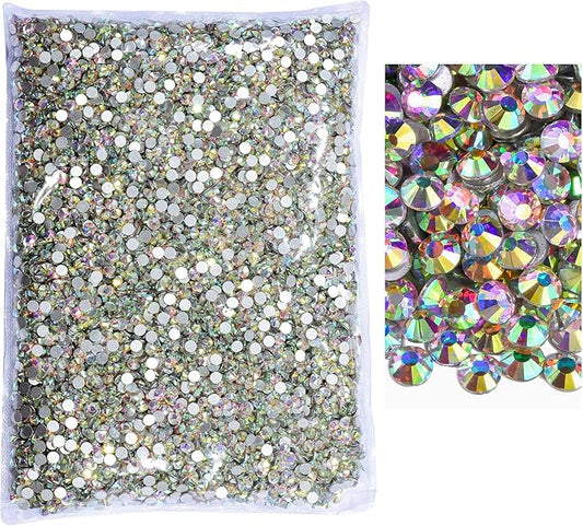 Blinginbox Flatback Rhinestones Bulk,14400pcs Crystal Round Loose Gemstones Glass Rhinestones for Crafts Makeup Nail Art Clothes Shoes DIY Decorations(SS16,3.8-4.0mm,Crystal AB)