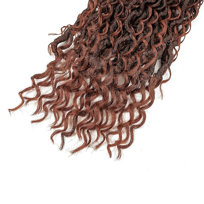 Aipin New Goddess Locs Crochet Hair 18 Inch Boho River Locs Hippie Locs Wavy Crochet With Curly Hair In Middle And Ends Braids Hair Extensions (8 Packs,18 inch, T350)