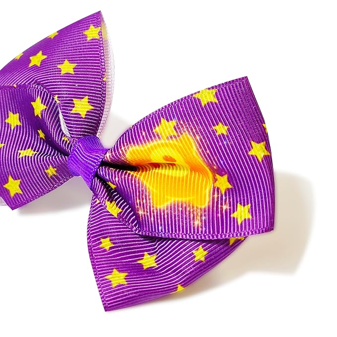 Disney Wish Kids Hair Bows - Hair Accessories Set - 7 Pcs 4 Inch Bow Bundle - Hair Bows for Girls - Different print on each clip - Alligator Clip - Ages 3+