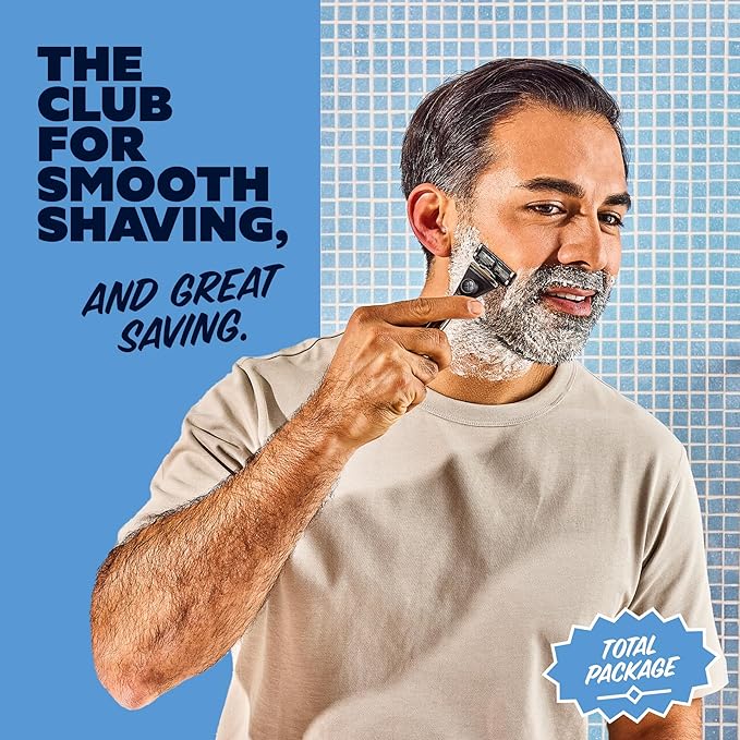 Dollar Shave Club | The Total Package Gift Set | 4 Swift Rinse Refill Cartridges, 1 Heavy Metal Handle, 1 Prep Scrub 3 ounce, 1 Shave Butter 3 ounce, 1 Post Shave Dew 3.4 ounce