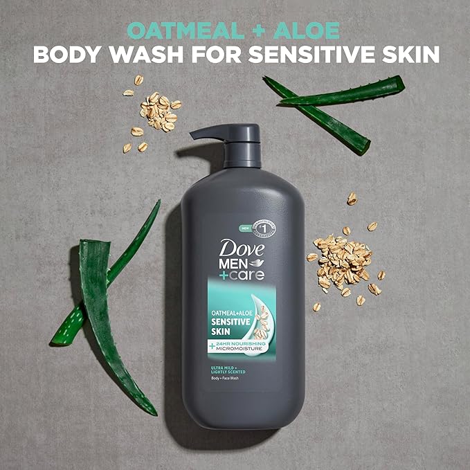 DOVE MEN + CARE Body & Face Wash Sensitive Skin 3 count For Hydrated, Smooth Skin 30 fl oz