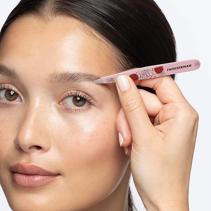 Tweezerman Aurora Slant Tweezer - Eyebrow Tweezers for Women and Men