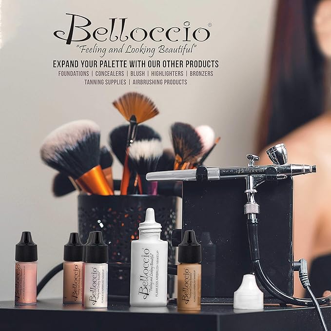 Belloccio Makeup and Tanning Airbrush System with DARK Foundation and Blush Set