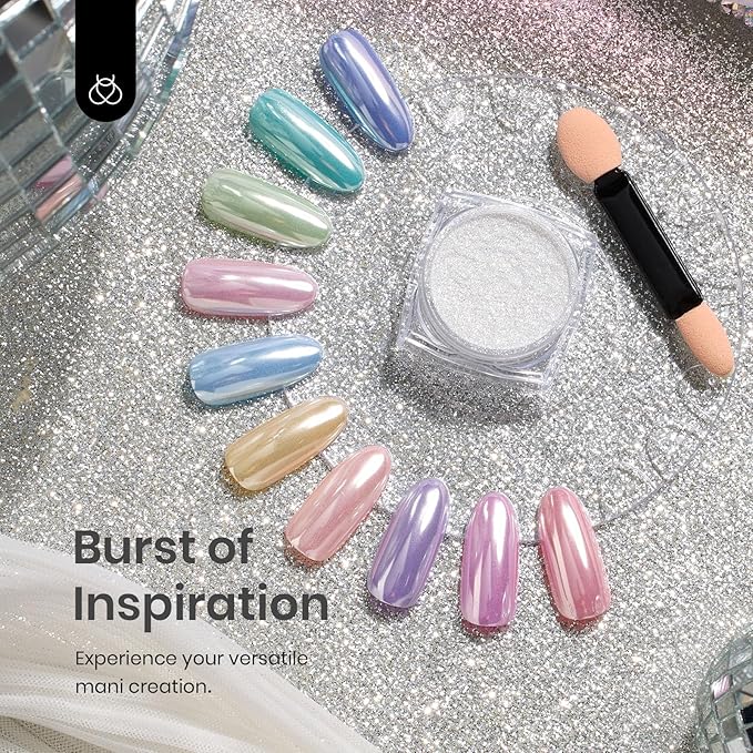 Beetles Gel Nail Polish Kit with LED Light Base & Top Coat, 6 Neutral Nude Colors, Chrome Nail Powder, 1g Glazed Silver