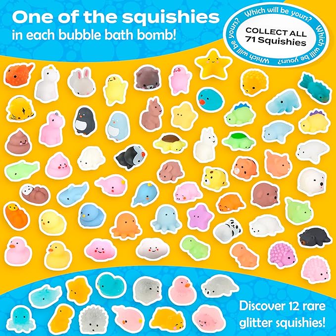 Squishy Bath Bombs for Girls & Boys with Surprise Toys Inside (6 Pack) - Large Bubble Bath Bombs & Hidden Figures, Gentle and Safe Fizzies, Made in USA, Gifts for Kids by Two Sisters