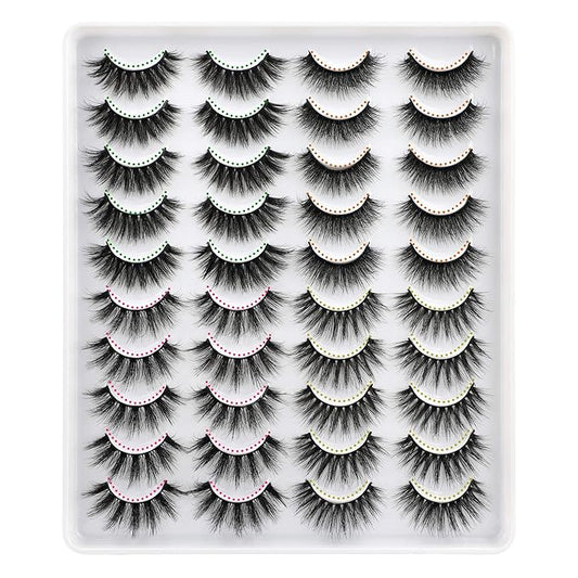 Lanflower Fake Eyelashes Natural Look Dramatic 3D Lashes Pack Faux Mink 20 Pairs 4 Styles