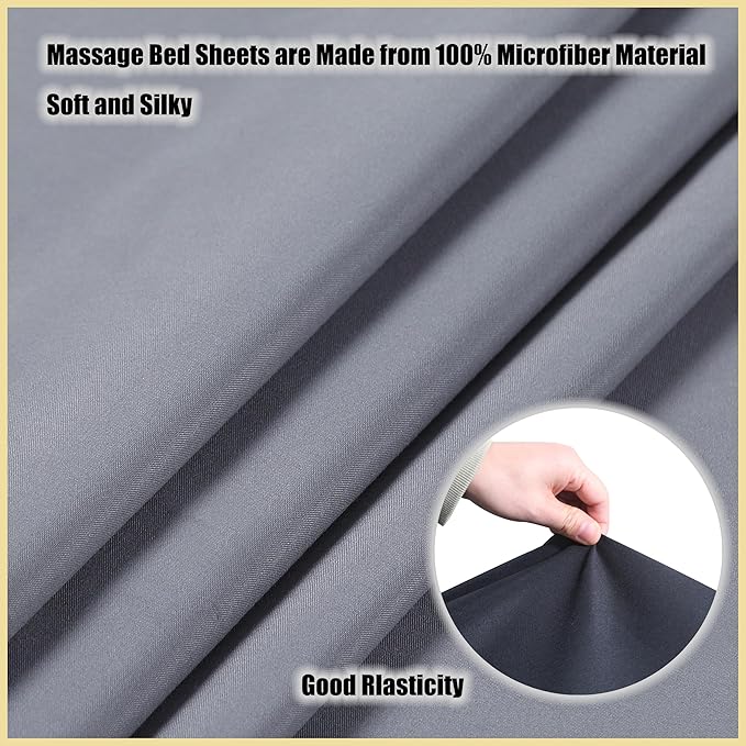 4 Sets Microfiber Massage Table Sheet Sets 3 Pcs Massage Bed Cover Soft Wrinkle Free Includes Massage Fitted Sheet,Massage Sheets and Face Cradle Cover for SPA Beauty Salon Tattoos (Gray)
