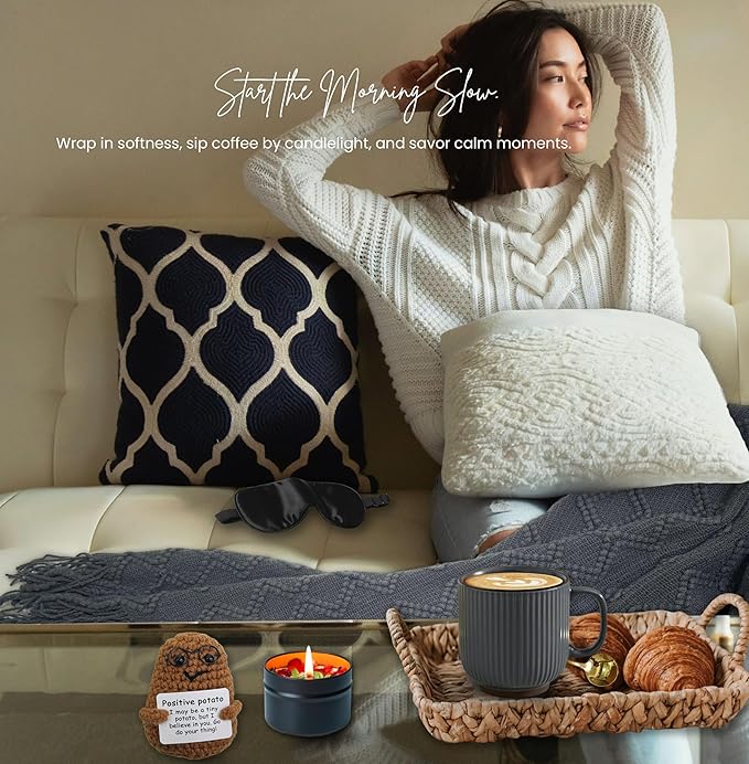 Birthday Gift Basket for Men & Women, Cancer Care Gift Box,Thank You Gifts Set,Sympathy Gift/Comfort Gift for Birthday, Surgery Recovery, Encouragement, Get Well Soon (Grey & Navy Blue)