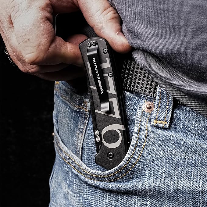 OUTDOOR EDGE RAZOR VX5 | Black Bald Eagle | Replaceable Blade EDC Folding Knife | 3" Blade, Ceramic Ball Bearings, Carbon Fiber Handle, Reversible Pocket Clip | Cool Knife for Men