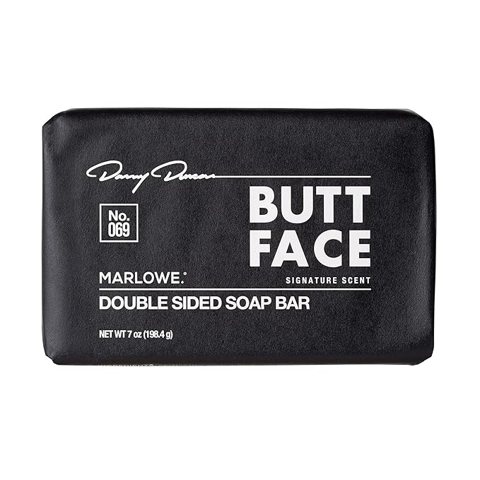 x Danny Duncan No. 069 Butt Face Mens Soap, 7 Oz, Double Sided Moisturizing & Body Exfoliator Bar Soap with Pumice & Apricot Seed Powder, Crisp Sea Air, Fresh Sage + Cedarwood Scent