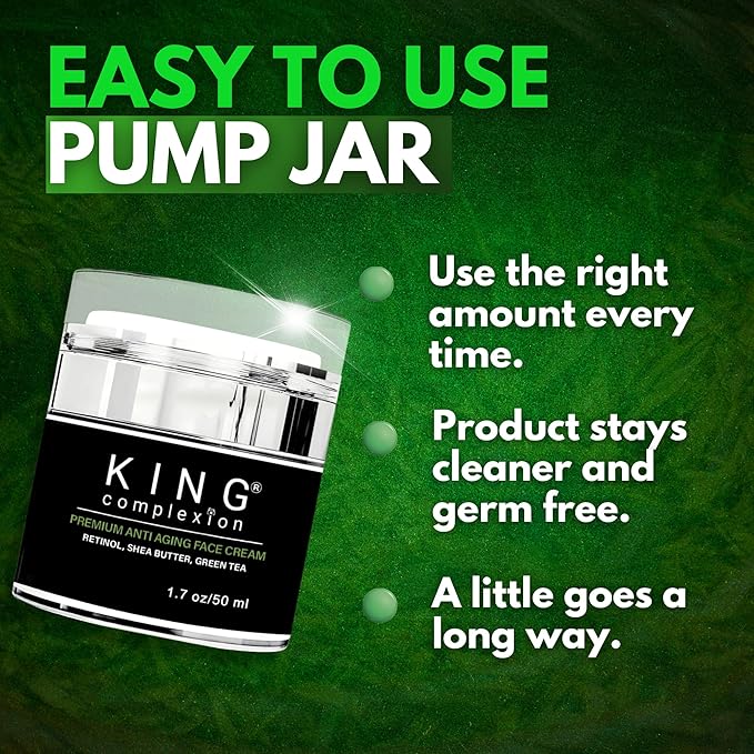 Luxury Mens Skincare - Organic - Retinol Face Cream - Non Greasy - Shea Butter - Green Tea - Look Younger - Easy Pump - Anti Aging Mens Face Cream - Hydrating - Black Owned (1.7 oz)