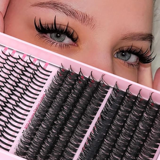 Lash Clusters With Spikes Eyelash Extensions 295Pcs DIY Salon-Level Spiky Lashes Cluster Individuals 80D 100D Cluster Eyelash Extensions D Curl 12-20MM