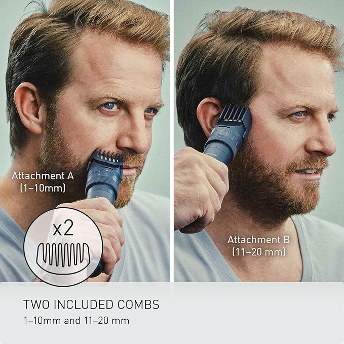 Panasonic MultiShape Electric Trimmer for Beard and Hair, 39 Adjustable Cutting Lengths and Advanced Blade System, Cordless Waterproof Wet/Dry Clipper for Men - ER-ACKN1-HB