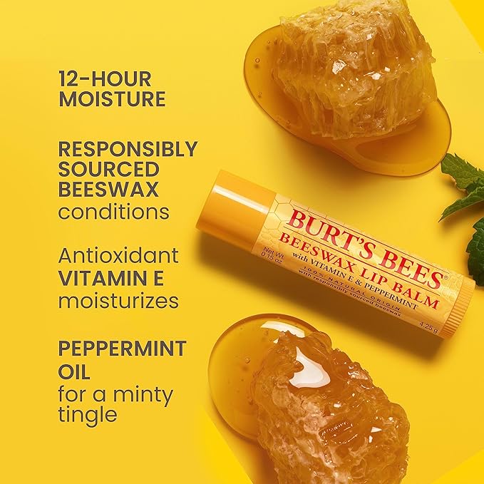 Burt's Bees Lip Balm - Balm Bouquet Set, Original Beeswax, Vanilla Bean, Cucumber Mint, Coconut & Pear Pack, Natural Origin Lip Treatment With Beeswax, 4 Tubes, 0.15 oz.
