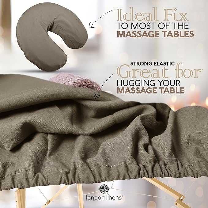 LONDON LINENS Soft Microfiber 3-Piece Massage Table Sheets - Super Lightweight, Stain and Wrinkle Resistant - Includes Table Cover, Fitted Sheet, and Face Rest Cover (walnut)