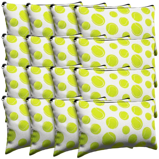 Eccliy 20 Pcs Tennis Makeup Bags Bulk Sport Team Gifts Tennis Cosmetic Bag Accessories for Women Toiletry Zipper Pouch Travel Canvas Gifts Stuff for Party Team Players Lover