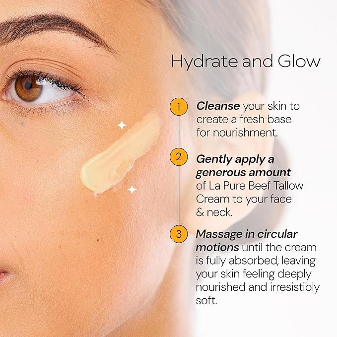 Beef Tallow for Skin, Grass-Fed Tallow Face Cream with Hyaluronic Acid, Aloe Vera & Frankincense, Non-Greasy Anti-Aging Moisturizer, Citrus Scent, 2 oz