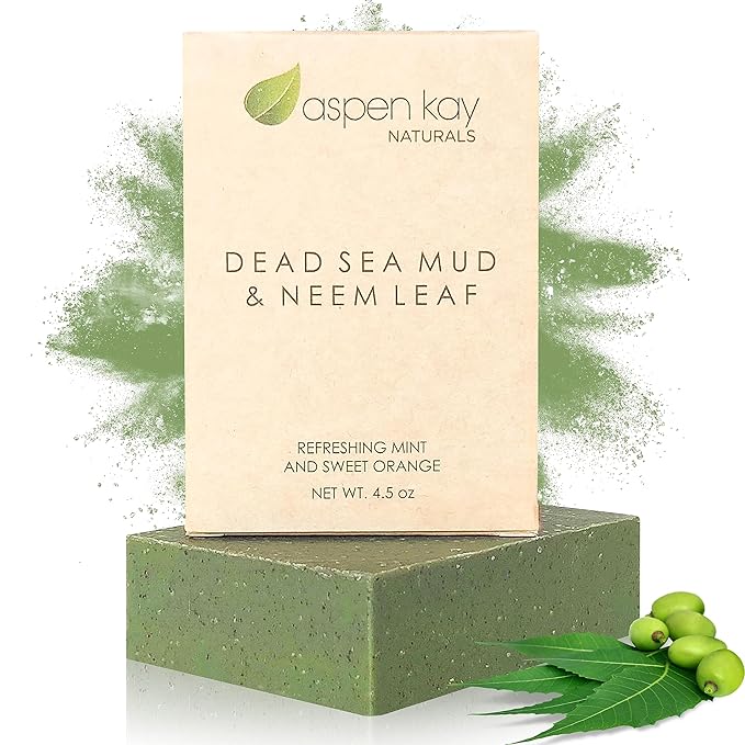 Dead Sea Mud and Neem Soap Bar for Face & Body - Natural and Organic Ingredients – For All Skin Types – Made in the USA 4.5 4oz