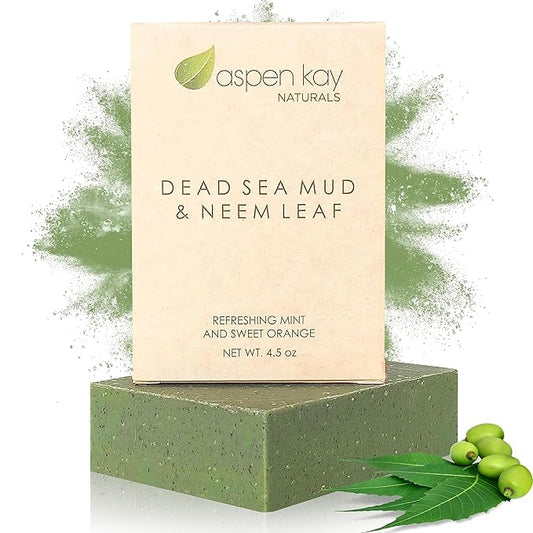 Dead Sea Mud and Neem Soap Bar for Face & Body - Natural and Organic Ingredients – For All Skin Types – Made in the USA 4.5 4oz