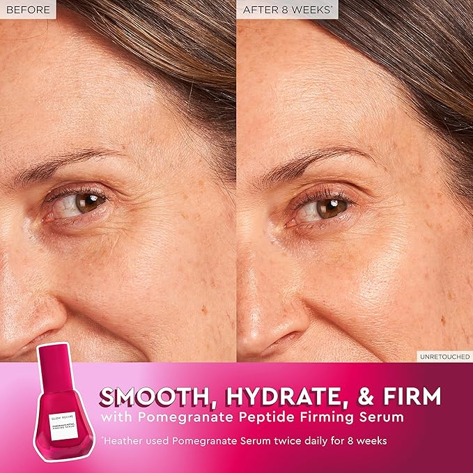 Glow Recipe Pomegranate Copper Peptides Face Serum - Plumping, Firming Multi Peptide Anti Aging Serum for Women & Men + Hydrating Hyaluronic Acid to Smooth Lines, Support Collagen & Skin Elastin, 30ml