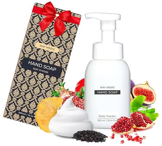 Baby Powder Double Scented Foaming Hand Soap, Moisturizing Foam with Fig and Pomegranate Extract, Vegan Wash for Bathroom and Kitchen, 10.14 fl oz (1)