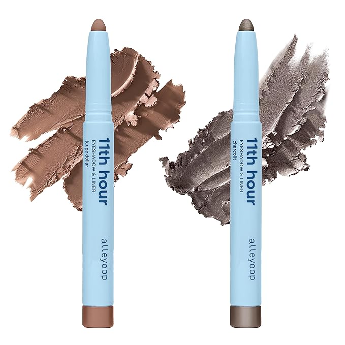ALLEYOOP 11th Hour Cream Eyeshadow Sticks Bundle - Taupe Dollar (Matte) & Charcolit (Shimmer) - Waterproof, Smudge-Proof, Crease-Proof Eyeshadow for Over 11 Hours