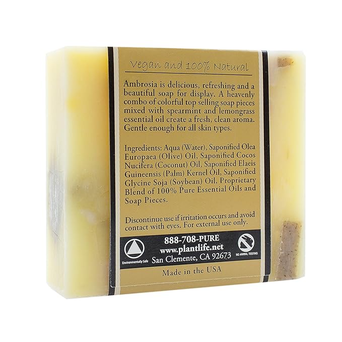 Plantlife Ambrosia Bar Soap - Moisturizing and Soothing Soap for Your Skin - Hand Crafted Using Plant-Based Ingredients - Made in California 4oz Bar