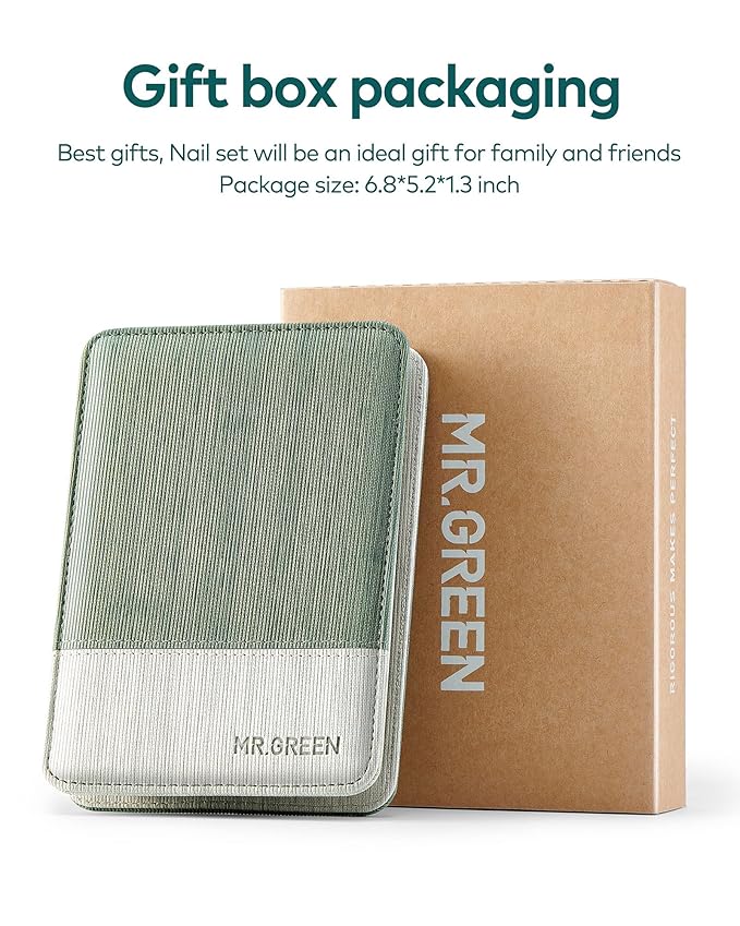 Manicure Set 8 in 1,Professional Pedicure kit,Stainless Steel Manicure Kit,Portable Travel Grooming Kit Nail Care Tools,Nail Clippers Pedicure Tools with Leather Travel Case (green)