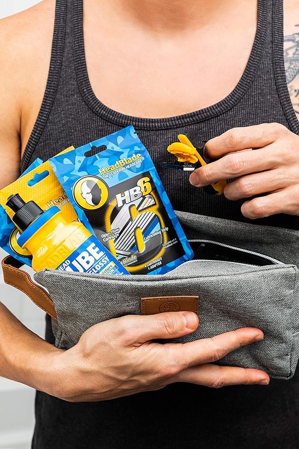 HeadBlade Men's HB6 Refill Shaving Razor Blades - 6 Stainless Steel Blades for No Tugging or Pulling, Shave Less, Works for Face, Body, and Scalp (12 Blades) 3 Pack