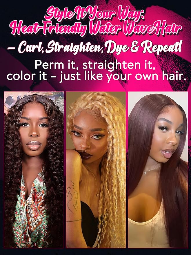 Human Hair Bundles 4 Bundles Hair Extensions 14 16 18 20 Inch Water Wave 100% Unprocessed Curly Brazilian Virgin Hair Wet and Wavy Human Hair Brown #4