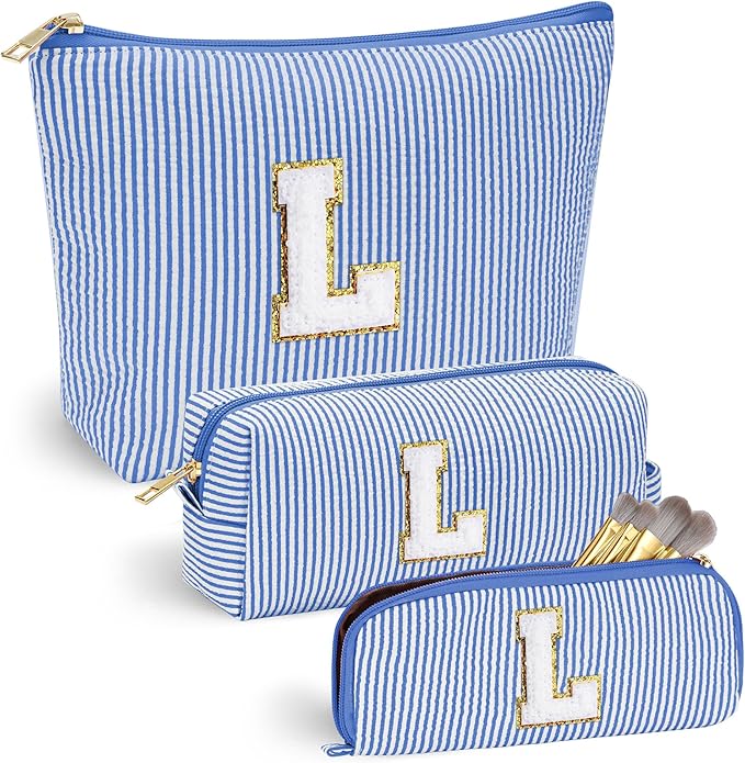 YOOLIFE Birthday Gifts - Trendy Travel Makeup Bag, Personalized Gifts - Cute Travel Makeup Bag | Birthday Gifts for Women Christmas Gifts for Teens Girls | Initial Travel Toiletry Bag - L