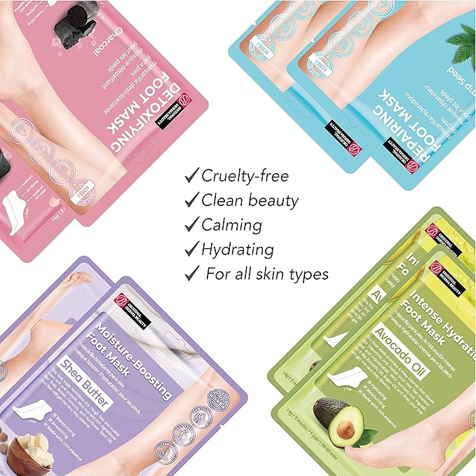 Original Derma Beauty Foot Mask 24 Pairs Intense Hydration Avocado Oil Moisturizing Foot Mask Set Body Exfoliator Callus Remover Foot Masks Foot Bath Pedicure Supplies for Beauty & Personal Care