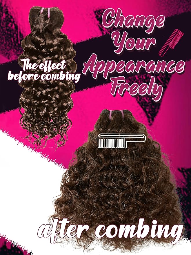 Human Hair Bundles 4 Bundles Hair Extensions 14 16 18 20 Inch Water Wave 100% Unprocessed Curly Brazilian Virgin Hair Wet and Wavy Human Hair Brown #4