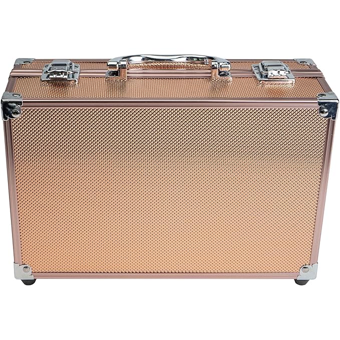 SHANY Carry All Makeup Train Case with Pro Makeup Set, Makeup Brushes, Lipsticks, Eye Shadows, Blushes, Powders, and more - Reusable Makeup Storage Organizer - Premium Gift Packaging - Rose Gold