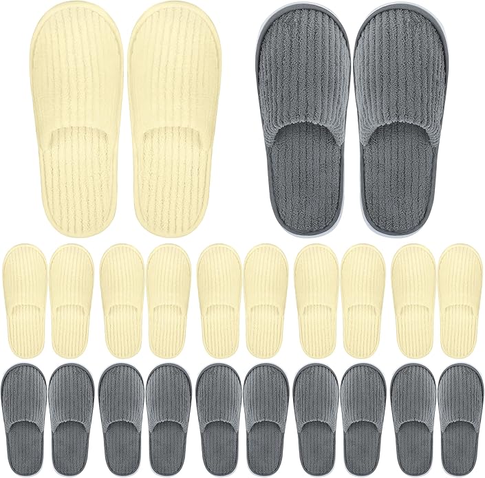 Elcoho 12 Pairs Closed Toe Spa Slippers Reusable Slippers Coral Fleece Washable Disposable Home Slippers for Women Men Guests Hotels House Slippers Housewarming Indoors Bathroom Party Traveling