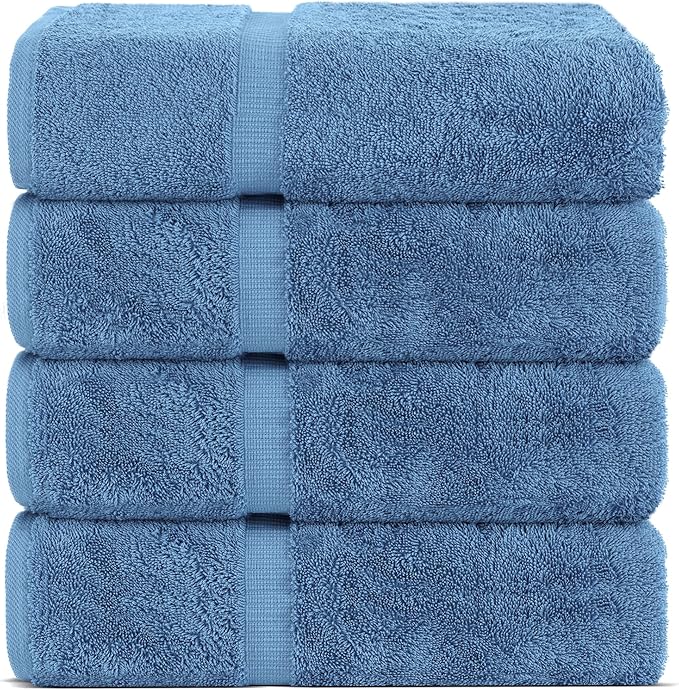 Chakir Turkish Linens Premium Cotton Absorbent Turkish Towels (Bath Towel - Set of 4, Wedgewood)