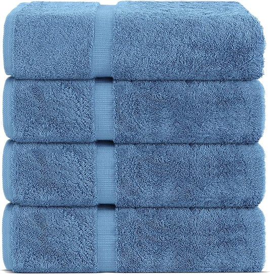Chakir Turkish Linens Premium Cotton Absorbent Turkish Towels (Bath Towel - Set of 4, Wedgewood)