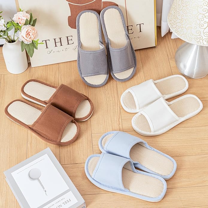 8 pairs disposable hospitality slippers, home slippers, open-toe indoor slippers, comfortable and washable, multi-color leisure spa slippers, suitable for home, hotel, travel