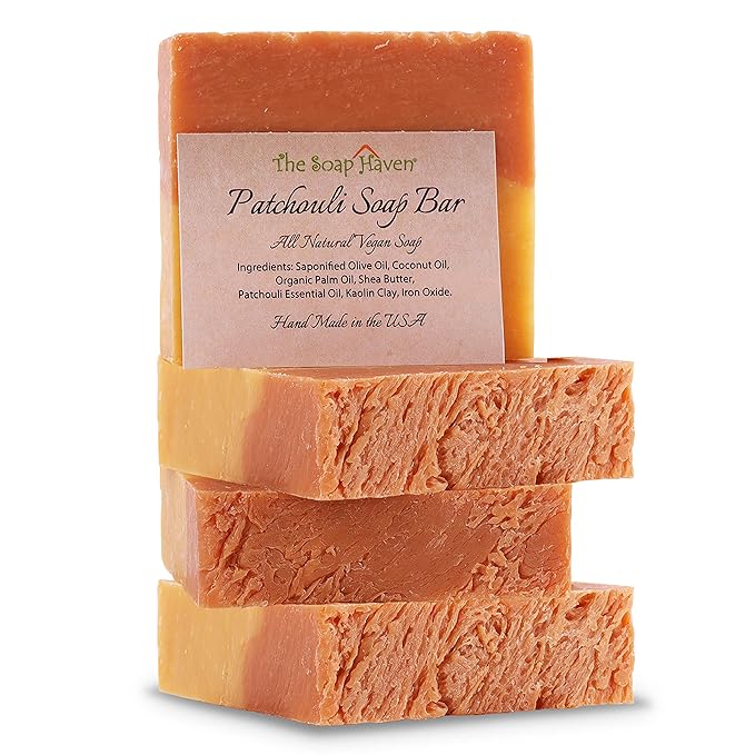 Patchouli Soap Bar - 4 Large 4.5 oz Bars. Handmade in USA with 100% Natural, Non-GMO ingredients