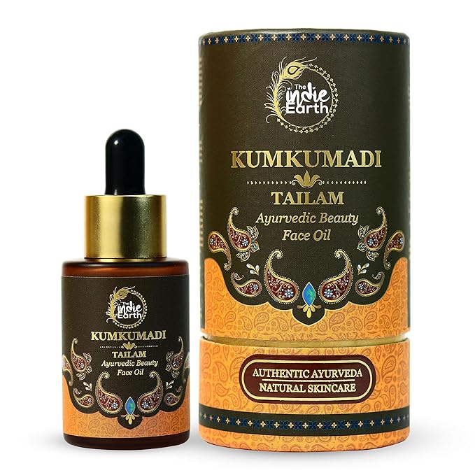 Kumkumadi Tailam 30 ml | Ayurvedic Beauty Face Oil | Night Serum for Brighter, Glowing & Younger-Looking Skin with Turmeric, Saffron & Indian Lotus