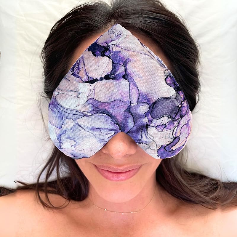 Handmade Heart-Shaped Eye Pillow - Organic Lavender & Flax Seed, Weighted for Hot/Cold Therapy | Holiday & Christmas Gift for Mom, Teachers, & Women (Pink & Purple)