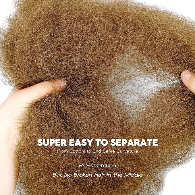 BLL Afro Kinkys Bulk Human Hair-100% Human Hair for Mini Twist Braiding Dreadlock Loc Extensions Afro Kinky Curly Hair Bulk Black Color (30#, 18 Inch (Pack Of 1))