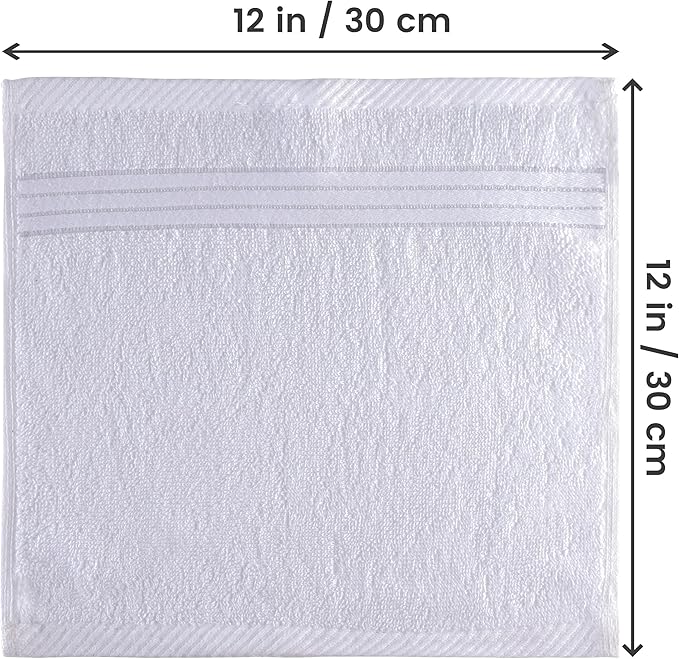 Utopia Towels Luxury Wash Cloths Set, 12 x 12 Inches, 600 GSM, 100% Cotton Ring Spun, Highly Absorbent and Soft Feel Washcloths for Bathroom, Spa, Gym, and Face, White, Pack of 4
