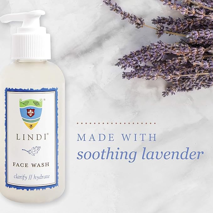 Lindi Skin Face Wash for Dry & Sensitive Skin - Gentle, Moisturizing Formula That Hydrates & Refreshes Your Body and Scalp - Reduce Facial Rashes, Redness, and Iitching (4 fl oz)