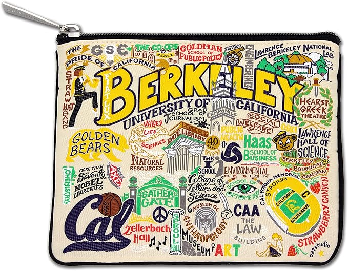 Catstudio Collegiate Zipper Pouch, UC Berkeley Travel Toiletry Bag, Ideal Gift for Alumni, Makeup Bag, Dog Treat Pouch, or Travel Purse