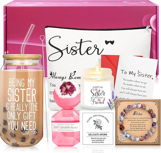 Sister Birthday Gifts, Mothers Day Christmas Birthday Gifts for Sister Set of 7