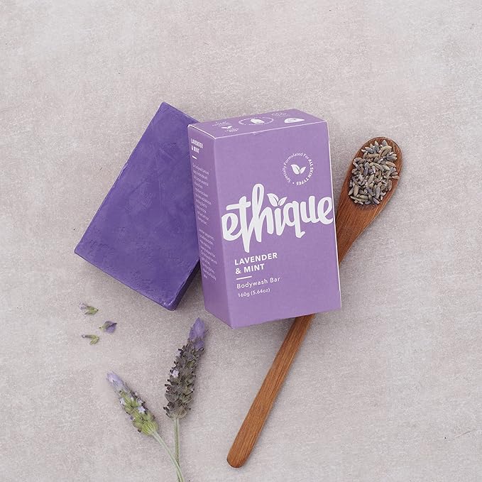 Ethique Refreshing Lavender & Peppermint Soap Bar - Body Wash for All Skin Types - Plastic-Free, Vegan, Cruelty-Free, Eco-Friendly, 4.23 oz (Pack of 2)